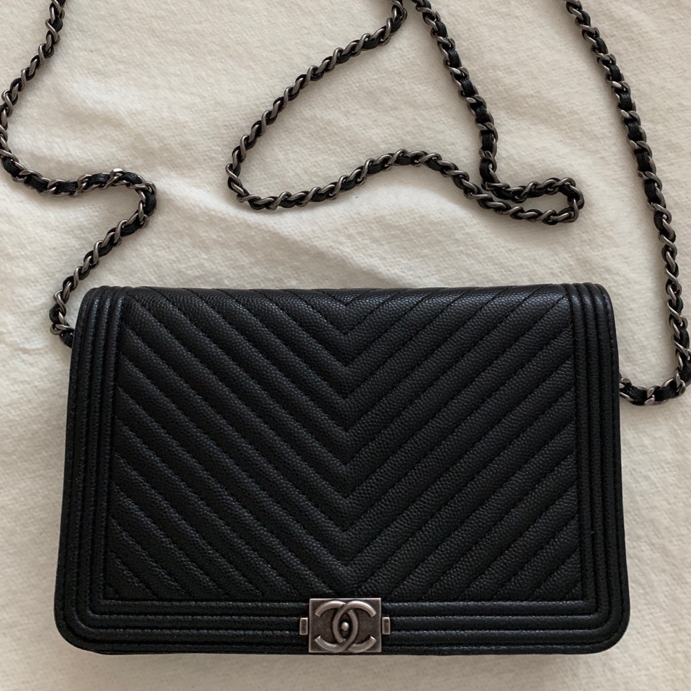 Chanel Boy WOC Black Chevron